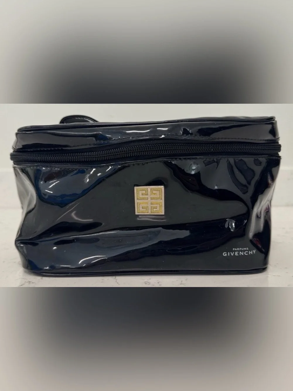 Givenchy Parfums Perfume Makeup Cosmetic Bag Glossy Black